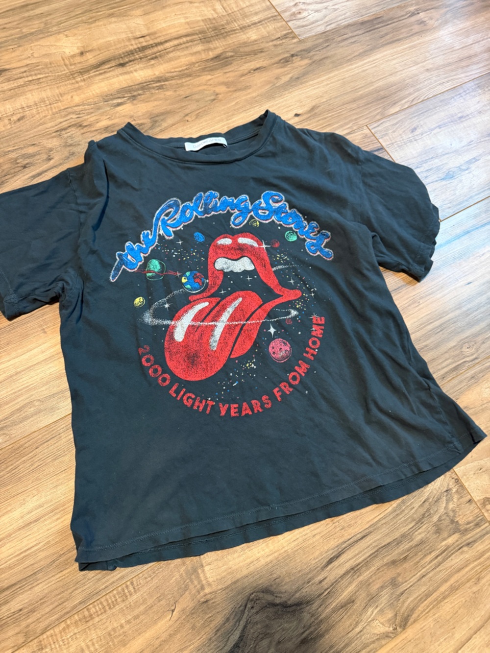 Daydreamer Black Graphic Tee with Red Tongue and Blue Script